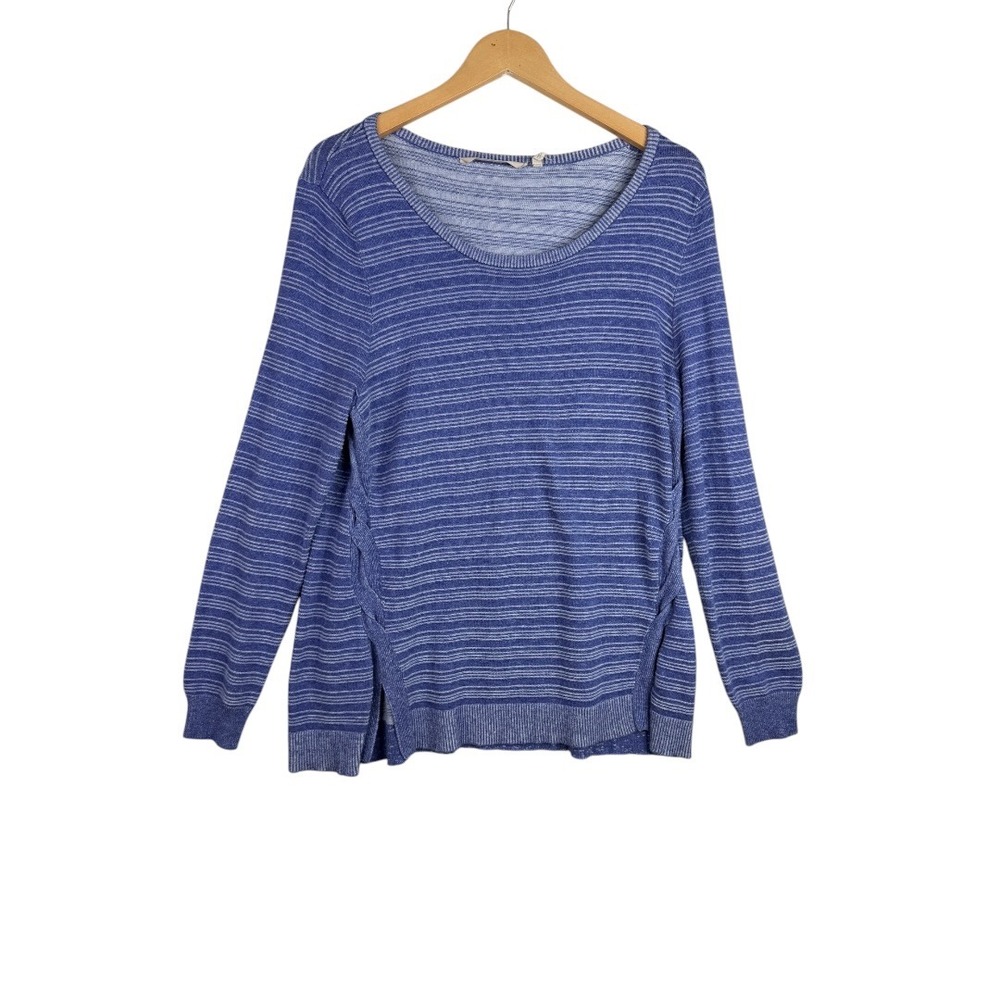 Soft Surroundings Striped Boat Neck Long Sleeve Tee size Medium Blue/White